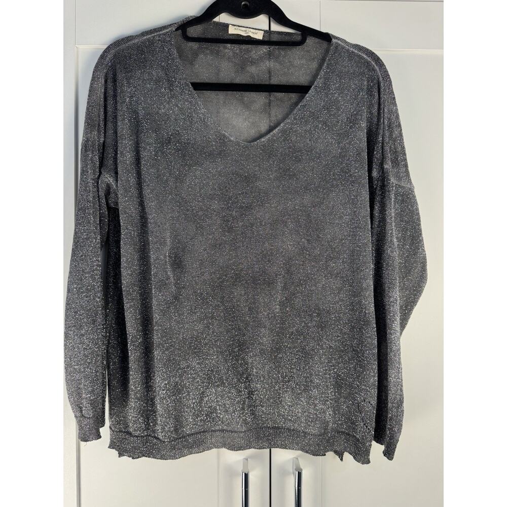 Alexandre Laurent Paris Metallic Knit Sweater Made In Italy Heart Detail Top S/M